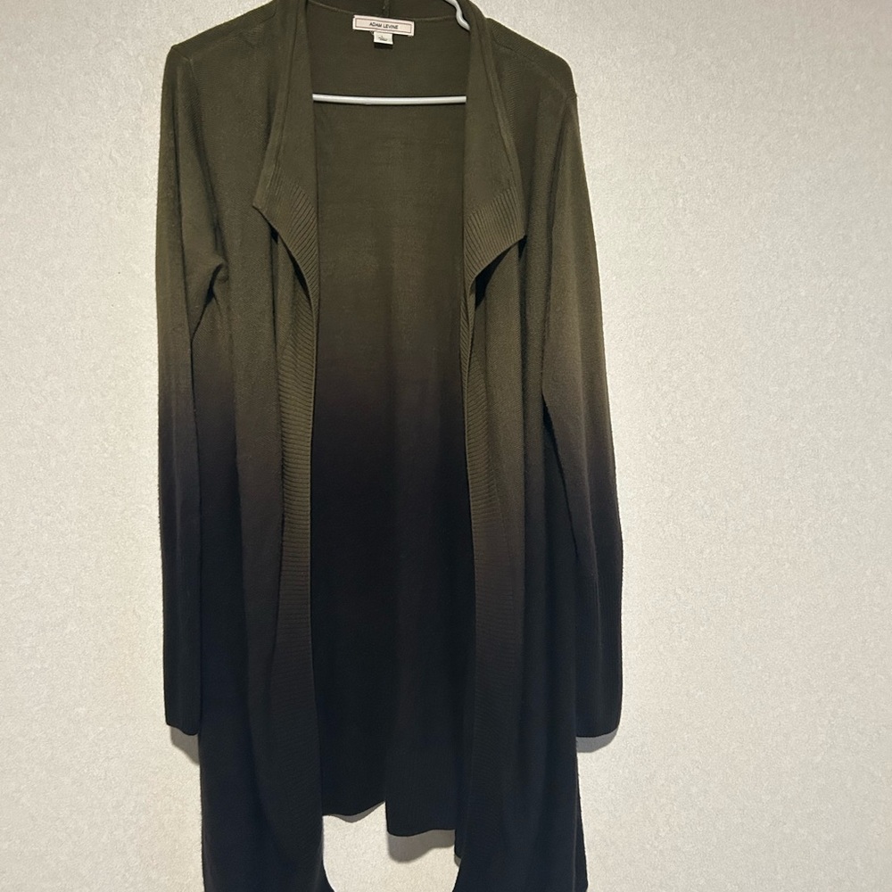 Women’s Size Large Cardigan Sweater, Green And Black Ombré Color